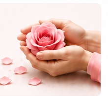 Manos sosteniendo una rosa