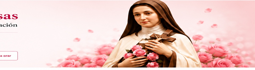 Santa Teresita con rosas y crucifijo